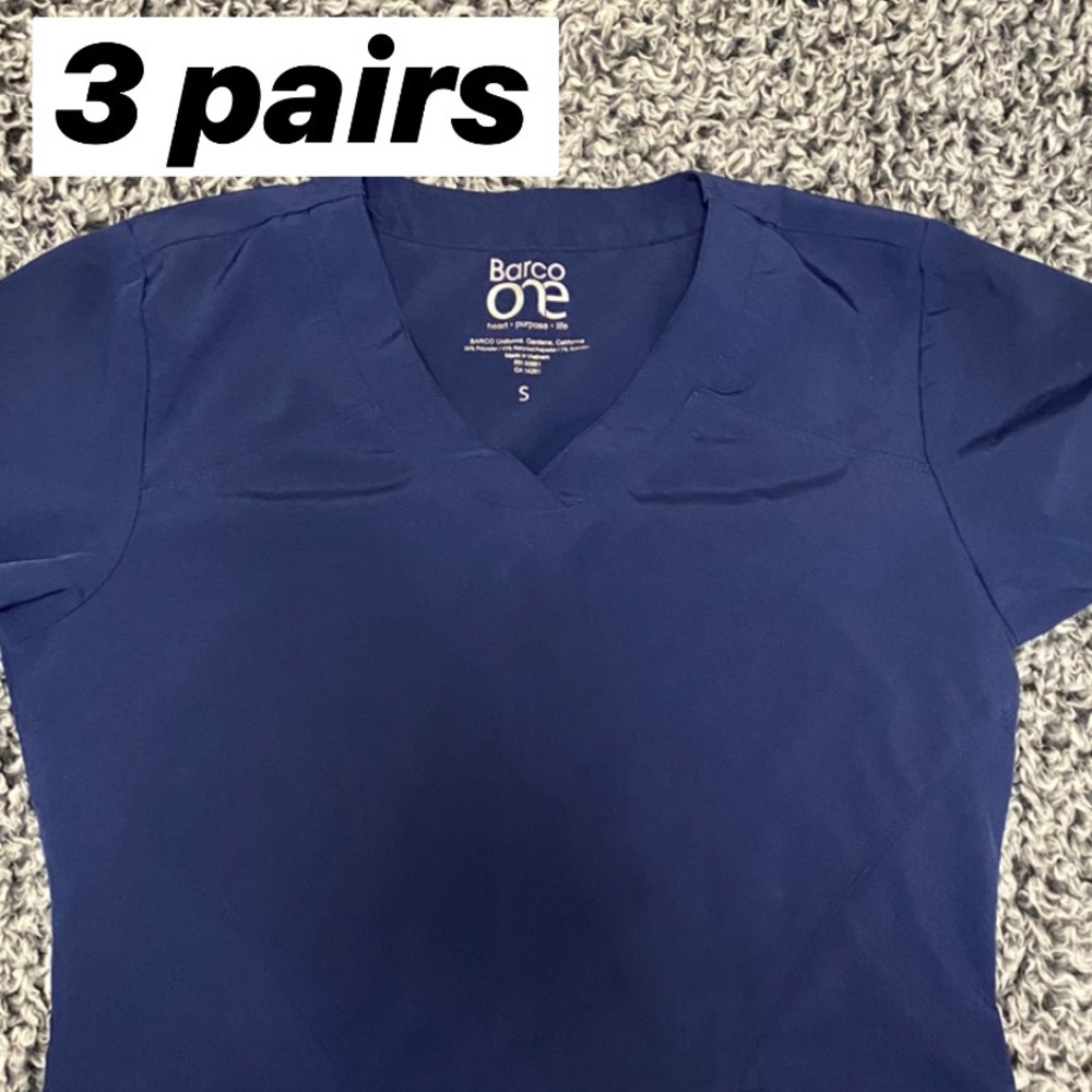 Barco one navy blue scrub sets (3 pairs)